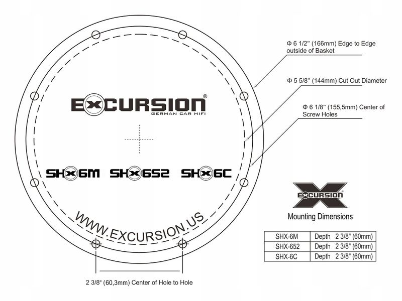 Głośniki samochodowe Excursion 165mm 250W 2 drożne ZWROTNICE w zestawie zdjęcie 3