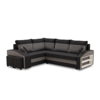 Narożnik, lewy, półka, pufy w lewym, LUSSO, 254cm, szary | TYLETEGOTU