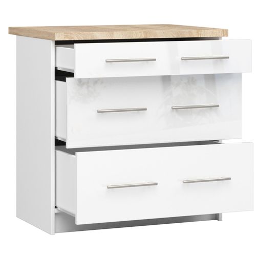 SZAFKA KUCHENNA OLIWIA 80 cm 3SZ + BLAT BIAŁA / BIAŁY POŁYSK na Arena.pl