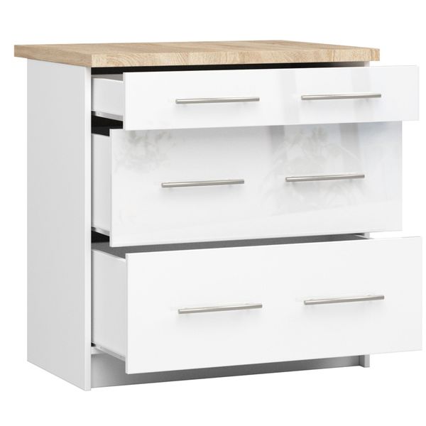 SZAFKA KUCHENNA OLIWIA 80 cm 3SZ + BLAT BIAŁA / BIAŁY POŁYSK zdjęcie 2