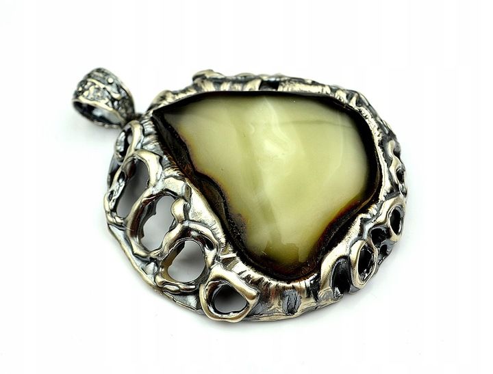 WISIOR BURSZTYN BAŁTYCKI Z CHMURKĄ SREBRO zdjęcie 1