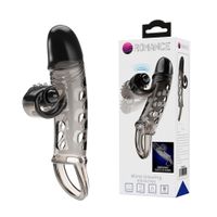 romance   penis sleeve,  tpe material,vibration, battery lr41*3, black