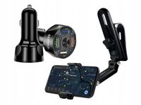 ŁADOWARKA SAMOCHODOWA 4xUSB I UCHWYT NA TELEFON W OSŁONE PRZECIWSŁONECZNĄ