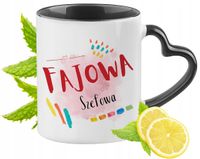 Dla Szefowej Kubek Czarny Z Uszkiem W Kształcie Serca Na Prezent