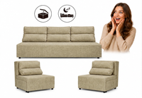 Zestaw wypoczynkowy sofa 3 kanapa fotele beżowy szenil Kimo Family Meble