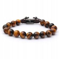 Bransoletka Męska GT Collection Kamienie Tiger Eye 10mm PUDEŁKO Regulowana