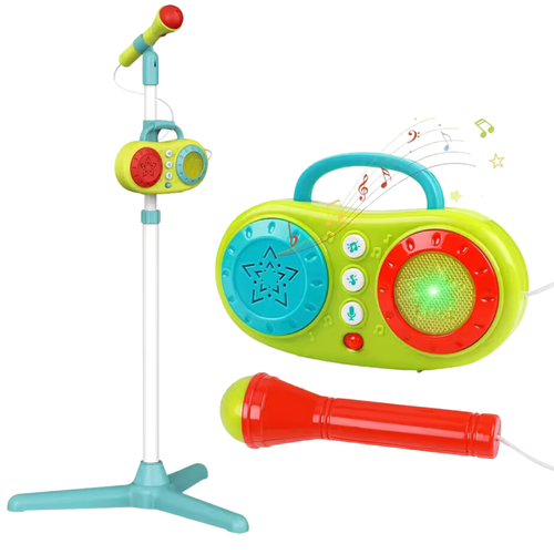 Mikrofon Na Statywie Z Radiem 5 Piosenek Nagrywanie I Odtwarzanie Światełka na Arena.pl