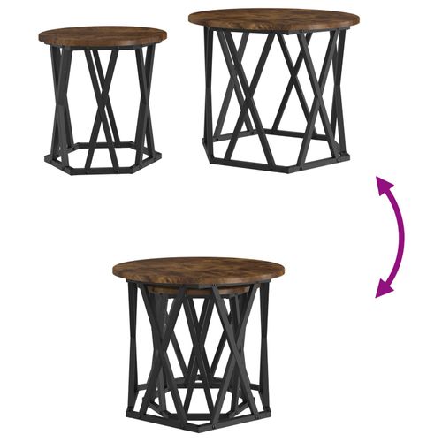 Stolik boczny 2 szt. w kolorze dębu dymnego z drewna inżynieryjnego na Arena.pl