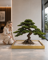 Złota donica do bonsai 100×70 cm Stalowa rama Premium