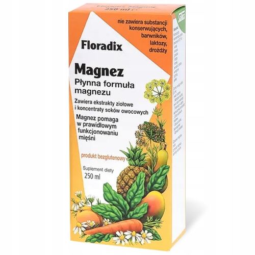 Floradix Magnez płynna formuła 250ml Dla silnych mięśni Zmęczenie Znużenie zdjęcie 2