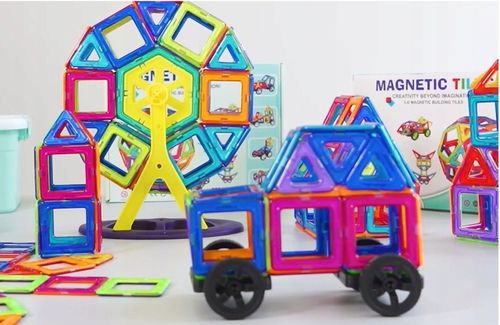 KLOCKI MAGNETYCZNE 3D koło młyńskie pojazdy ZESTAW Magnetic Tiles 72 el. na Arena.pl