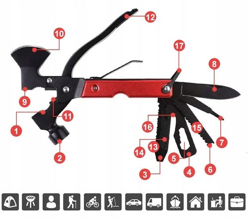 MULTITOOL NARZĘDZIE WIELOFUNKYJNE SURVIVAL 17w1 na Arena.pl