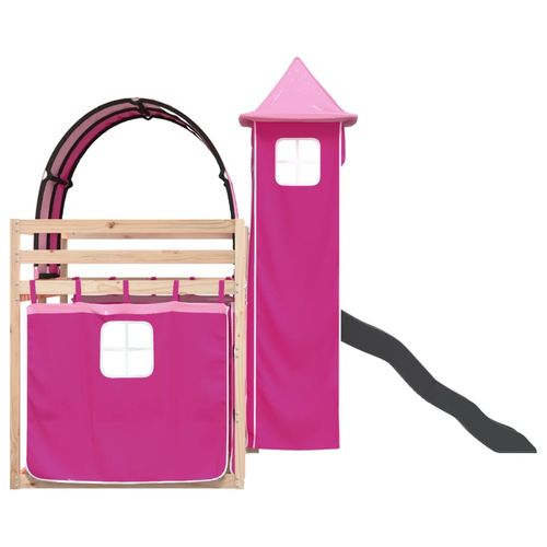 Łóżko na antresoli, ze zjeżdżalnią i zasłonkami, 90x190 cm na Arena.pl