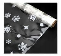 Folia celofanowa świąteczna do pakownia prezentów w śnieżynki 40 cm x 30 m