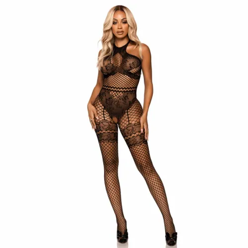 leg avenue bodystocking industrial net z koronką czarny one size na Arena.pl