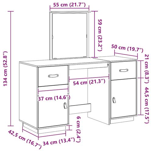 Toaletka z lustrem, biała, lite drewno sosnowe na Arena.pl
