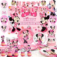 BALONY URODZINOWE ZESTAW MINNIE MIKI DISNEY Talerzyki Kubeczki 83szt