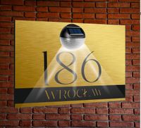 TABLICZKA ADRESOWA oświetlona lampka led numer domu 40x30 ZŁOTA aluminiowa