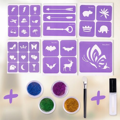 ZESTAW DO ROBIENIA TATUAŻY DUŻY BROKATOWE TATUAŻE ZMYWALNE SZABLONY DIY na Arena.pl