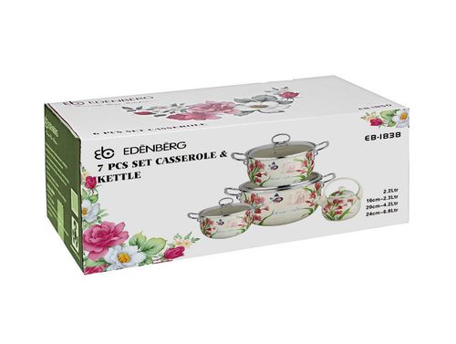 Garnki Emaliowane EDENBERG ORCHIDEE 7 ele [EB-1838] na Arena.pl