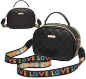 Czarna torebka skórzana na ramię torba pikowana z uchwytem