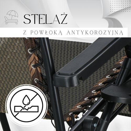 Leżak ogrodowy zero gravity z zagłówkiem brązowy na Arena.pl