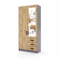 Szafa Sigma S6 1L1U3SZ z lustrem 90 cm - dąb wotan