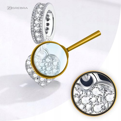 CHARMS WISZĄCE SERCE srebro 925 koralik zawieszka z cyrkoniami srebrna S925 na Arena.pl