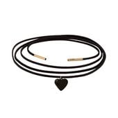 czarny choker z czarnym, pękatym serduszkiem, wiązany z przodu