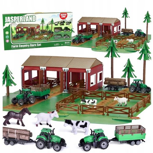Traktor z Przyczepą Zestaw Dla Dzieci Farma Gospodarstwo Zwierzęta Stodoła na Arena.pl