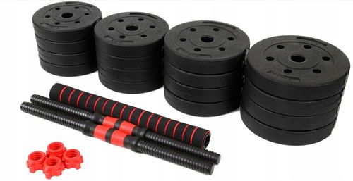 Hantle 30kg 2x15kg bitumiczne regulowane ZESTAW 16 talerzy + sztanga na Arena.pl