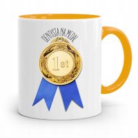 Kubek Żółty Prezent Dentysty Dentysta Na Medal Z Nadrukiem Ze Zdjęciem