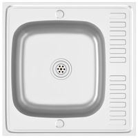 Zlew kuchenny z ociekaczem, srebrny, 600x600x155 mm, stal