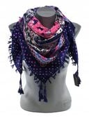 Chustka apaszka z frędzlami folk mix wzorów granatowy 66 / DA-57B