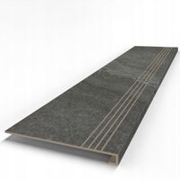 Stopnica schodowa gres grafit antracyt - z kapinosem i ryflami 120x30x4