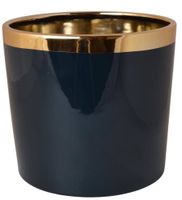 Doniczka ceramiczna czarna ze złotym rantem