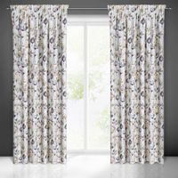 Zasłona gotowa na taśmie ZOJA 140x270 Eurofirany biało oliwkowa kwiaty