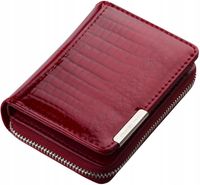 Lakierowany PORTFEL Damski MAŁA PORTMONETKA Skóra Naturalna ELEGANCKI