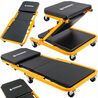 LEŻANKA WARSZTATOWA 2W1 SIEDZISKO SERWISOWE TABORET STOŁEK 150KG 91CM KÓŁKA