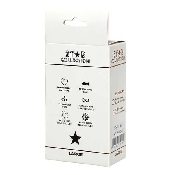 Star Collection - Silver Metal Anal Plug L - Clear Stone zdjęcie 2