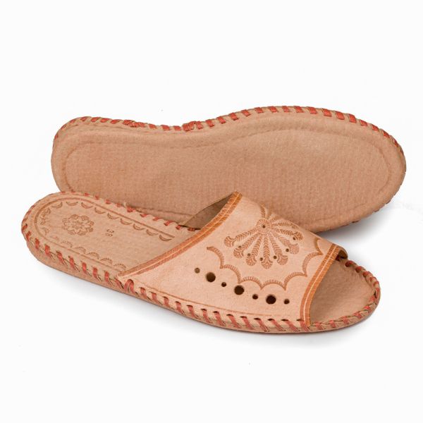 Damskie klapki skórzane naturalne zdjęcie 3