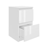STOLIK NOCNY 30 cm z 2 szufladami do sypialni SZAFKA NOCNA biała połysk