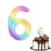 ŚWIECZKA URODZINOWA CYFERKA 6 KOLOROWA METALICZNA NA IMPREZĘ URODZINOWĄ