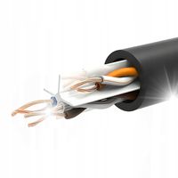 Kabel Sieciowy Lan Cat6 Przewód Internetowy Cat 6 UTP RJ45 Kat Czarny 25 m