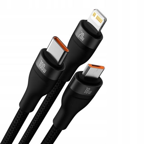 KABEL PRZEWÓD 4W1 USB+USB-C DO USB-C / IPHONE LIGHTNING / MICRO USB 1.2M - na Arena.pl