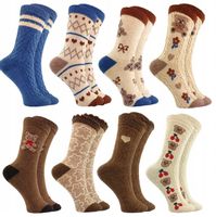 8x CIEPŁE WEŁNIANE SKARPETKI DAMSKIE KOLOROWE NATURALNE DŁUGIE ANGORA ZIMA