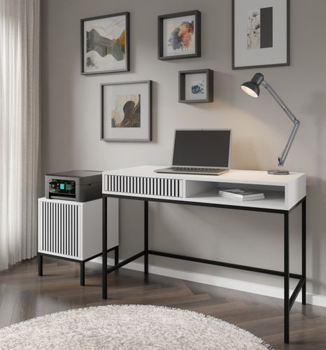 Szafka nocna RAVENNA F 41x40 cm kontenerek biały mat / frez czarny na Arena.pl