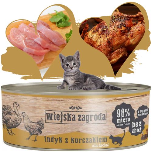 karma mokra dla kota indyk z kurczakiem kociak 85g wiejska zagroda bez zbóż na Arena.pl