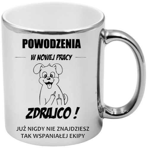KUBEK SREBRNY NA POŻEGNANIE KOLEŻANKI KOLEGI Z PRACY ŚMIESZNY PREZENT na Arena.pl