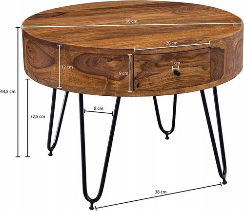 Mały okrągły stolik kawowy w kolorze brązowym na Arena.pl